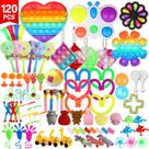 Conjunto de brinquedos Fidget fyjous 120 unidades para crianças de 4 a 8 a 12 anos com baú de tesouro