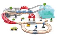 Conjunto de brinquedos Hape City Railway and Train Bucket com guindaste magnético