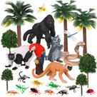 Conjunto de brinquedos Jexine Rainforest Animals Figures, pacote com 25 árvores