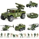 Conjunto de brinquedos Lterfear 18 veículos militares fundidos sob pressão com 6 carros e 12 soldados