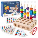 Conjunto de brinquedos Montessori Wooden Beads Sequencing 3 em 1 Orannalar Conjunto de brinquedos Montessori Wooden Beads Sequencing 3 em 1 Orannalar