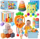 Conjunto de brinquedos para bebês Wattne 7 em 1 Montessori de 6 a 12 meses com cordão
