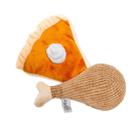 Conjunto de brinquedos para cães Midlee Thanksgiving Meal, torta de abóbora e perna de perú