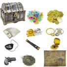 Conjunto de brinquedos Pirate Treasure Chest, 177 peças com fechadura para crianças