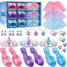 Conjunto de brinquedos Princess Dress Up com saia, coroa e sapatos para meninas de 3 a 6 anos