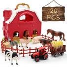 Conjunto de brinquedos Red Barn and Farm Animal Figures, pacote com 20 unidades para crianças