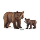 Conjunto de brinquedos Schleich Wild Life Grizzly Bear Mother com filhote, 4 peças Conjunto de brinquedos Schleich Wild Life Grizzly Bear Mother com filhote, 4 peças