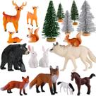 Conjunto de Brinquedos Skylety Wild Forest Animals - 18 Peças com Árvores