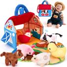 Conjunto de brinquedos Talking Barn Shahaland com animais de fazenda de pelúcia 6-12M