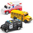 Conjunto de brinquedos Vroomix Emergency School Vehicle, pacote com 3 luzes para crianças