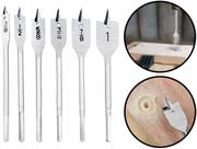 Conjunto De Brocas Chatas Para Madeira Aglomerados Fibras Em Aço Carbono 6 Unidades Brasfort Conjunto De Brocas Chatas Para Madeira Aglomerados Fibras Em Aço Carbono 6 Unidades Brasfort