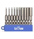 Conjunto de brocas de chave de fenda LABEAR 10 unidades SAE 50 mm com haste hexagonal 1/4