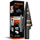 Conjunto de brocas de degrau KSEIBI 4 HSS 3/16-7/8 com óxido preto de haste 3/8 Conjunto de brocas de degrau KSEIBI 4 HSS 3/16-7/8 com óxido preto de haste 3/8