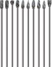 Conjunto de brocas de metal duro Sworker, 10 unidades, haste de 3 mm para moedor Dremel