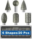 Conjunto de brocas de moagem de diamante Sworker, 20 unidades de grão de 120 grãos para Dremel Conjunto de brocas de moagem de diamante Sworker, 20 unidades de grão de 120 grãos para Dremel