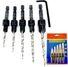 Conjunto de brocas escareadas FTG USA 5 unidades para marcenaria