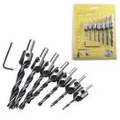 Conjunto de brocas escareadoras de três pontos, 7 unidades de metal preto