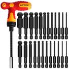 Conjunto de brocas hexagonais LATTOOK Ball End com alça em T, chave de catraca, 24 unidades