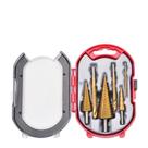 Conjunto de brocas Step Drill, 6 unidades com 3 brocas de dente de serra, haste hexagonal Conjunto de brocas Step Drill, 6 unidades com 3 brocas de dente de serra, haste hexagonal
