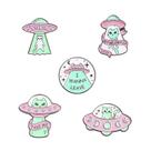 Conjunto de broches Alien Cat UFO Theme Alloy 2,5x2,5 cm 24g