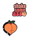 Conjunto de broches, blusa engraçada de esmalte de frutas de desenho animado em pêssego