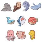 Conjunto de broches de desenho animado de animais oceânicos, tubarão, baleia, cavalo marinho Conjunto de broches de desenho animado de animais oceânicos, tubarão, baleia, cavalo marinho