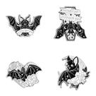 Conjunto De Broches De Morcego Preto Para Halloween, 4 Peças, Pins De Metal Esmaltado Em Estilo