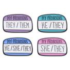 Conjunto de broches de pronomes, texto de meus pronomes, liga colorida