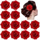 Conjunto de broches e grampos de cabelo Flamenco Dancer Red Rose Flower x12