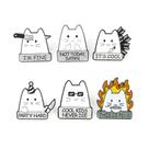 Conjunto de broches Funny Cat Cartoon White Cat Alloy x6