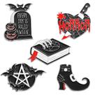 Conjunto de broches Gothic Horror Witch Book Tombstone Bat P Conjunto de broches Gothic Horror Witch Book Tombstone Bat P
