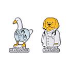 Conjunto de broches para animais engraçados, pato e cachorro em roupa de médico