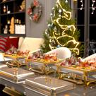Conjunto de buffet de aço inoxidável Chafing Dishes Frizoky 9QT, pacote com 4