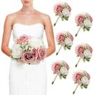 Conjunto de buquês de dama de honra DIYDOFUN de seda artificial x6 - rosa Conjunto de buquês de dama de honra DIYDOFUN de seda artificial x6 - rosa