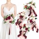 Conjunto de buquês de dama de honra Ling's Moment Marsala and Blush x4