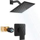 Conjunto de cabeça de chuveiro quadrada Heyalan de 8" em aço inoxidável preto fosco