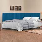 Conjunto de Cabeceira Casal Suspensa Moderna - 140 CM - Azul Suede