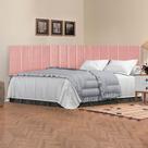 Conjunto de Cabeceira Casal Suspensa Moderna - 140 CM - Rose Suede
