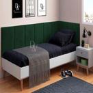 Conjunto de Cabeceira Painel Dobrável Cama Box Laura II Solteiro 0,90 cm com Proteção Lateral Verde Musgo