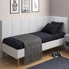 Conjunto de Cabeceira Painel Modulada Cama Box Laura II Solteiro 0,90 cm com Proteção Lateral Material Sintético Branco