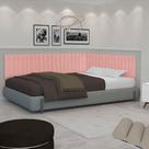 Conjunto de Cabeceira Ripada Palito Cama casal 140 cm suspensa estofada - Rose Suede