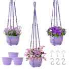 Conjunto de cabides de plantas em macramê Checrxy com vaso para plantas de interior x3