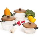 Conjunto de caçarolas Moss & Stone, vidro de 3 peças, 2,6/1,5/1 L com tampa