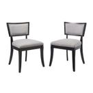 Conjunto de cadeira de jantar Modway Pristine em tecido de madeira maciça cinza claro