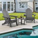 Conjunto de Cadeiras Adirondack Dobráveis LUE BONA 3 Peças Cinza Escuro