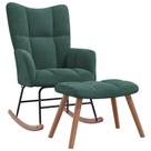 Conjunto de cadeiras de balanço vidaXL Velvet verde escuro com banquinho