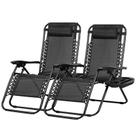 Conjunto de Cadeiras de Pátio Nazhura Black - 2 Poltronas Reclináveis