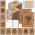 Conjunto de caderno espiral e canetas de bambu Thenshop 30 marrons 10x14cm