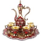 Conjunto de cafeteira e xícara runie Vintage Turkish Red and Gold