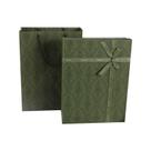 Conjunto de caixa de presente e bolsa de papelão verde luxuoso 30x23x6cm